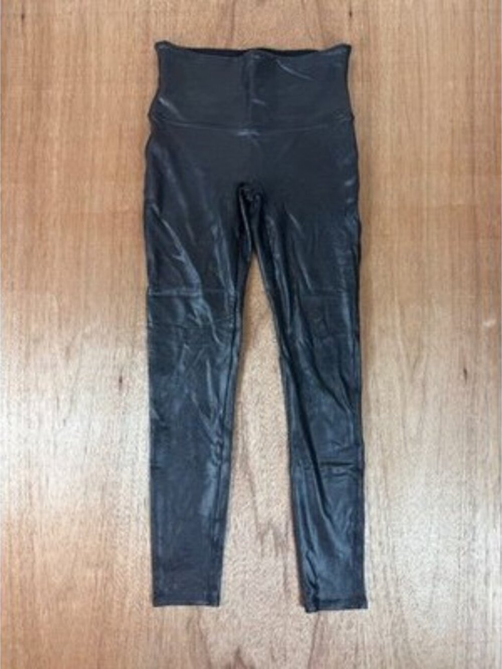 Spanx Faux Leather Leggings Black High Rise Pull On Size L